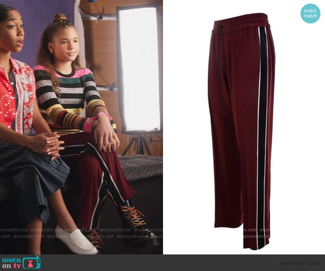 Kenzo Burgundy Synthetic Joggers worn by Izzy Barris (Scarlet Spencer) on BlackAF