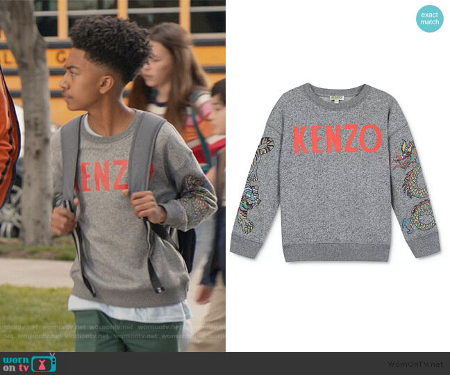 Kenzo Dragon-Sleeve Sweatshirt worn by Jack Johnson (Miles Brown) on Black-ish