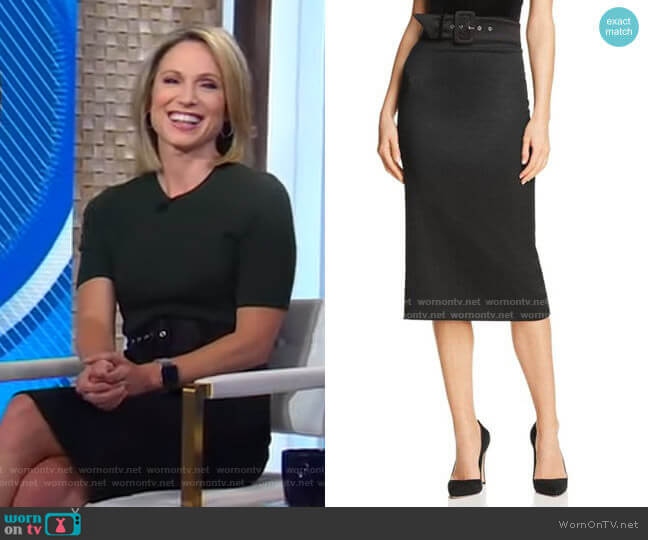 Alice + Olivia Kerstin Belted Pencil Skirt worn by Amy Robach on Good Morning America