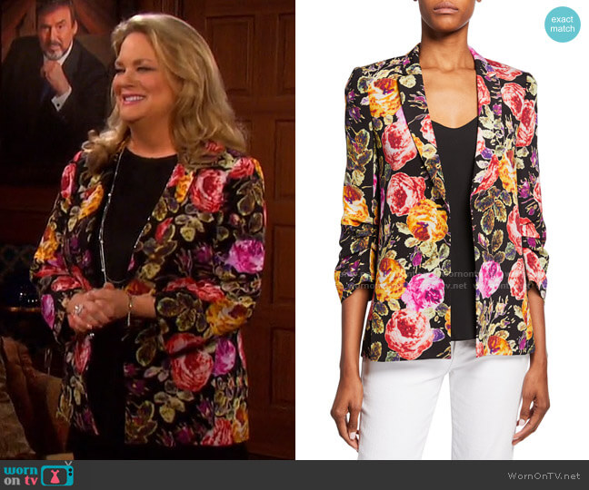 Kobi Halperin Dana Floral Jacket worn by Anna DiMera (Leann Hunley) on Days of our Lives