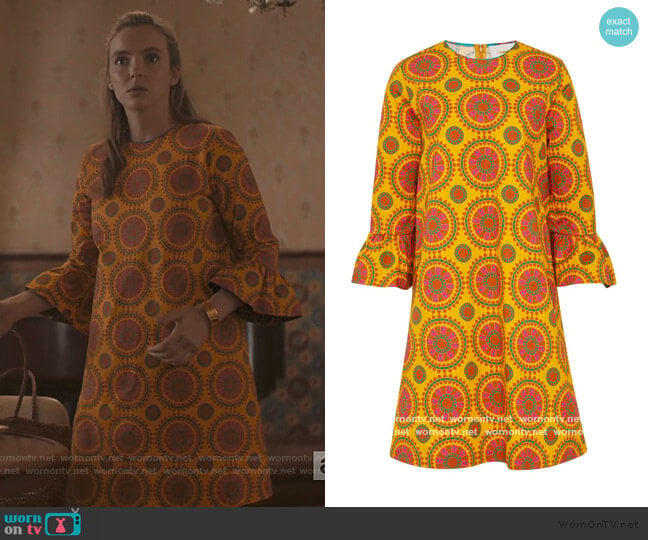 Printed Cotton-Blend Shift Dress jby La DoubleJ worn by Villanelle (Jodie Comer) on Killing Eve