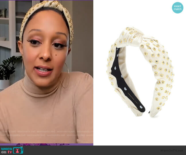 Lele Sadoughi Velvet Crystal Headband worn by Tamera Mowry on The Real