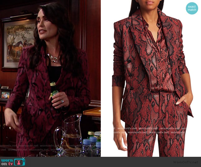 L'Agence Kenzie Python-Print Blazer worn by Quinn Fuller (Rena Sofer) on The Bold and the Beautiful