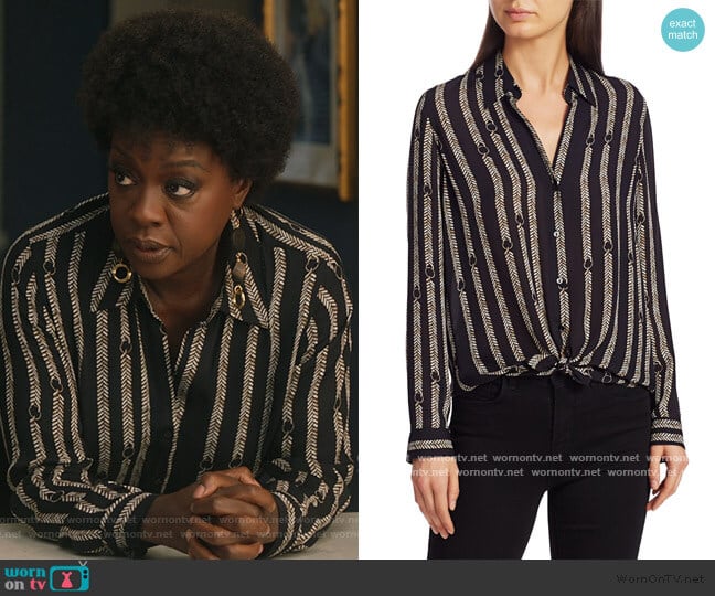 L'Agence Nina Aguillette Printed Silk Blouse worn by Annalise Keating (Viola Davis) on How to Get Away with Murder