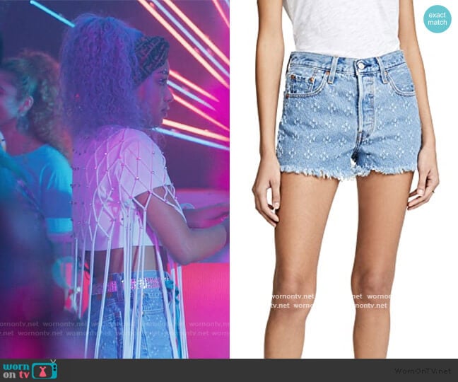 Levis 501 High Rise Shorts worn by Chloe Barris (Genneya Walton) on BlackAF