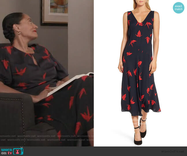Lewit Print Midi Dress worn by Rainbow Johnson (Tracee Ellis Ross) on Black-ish