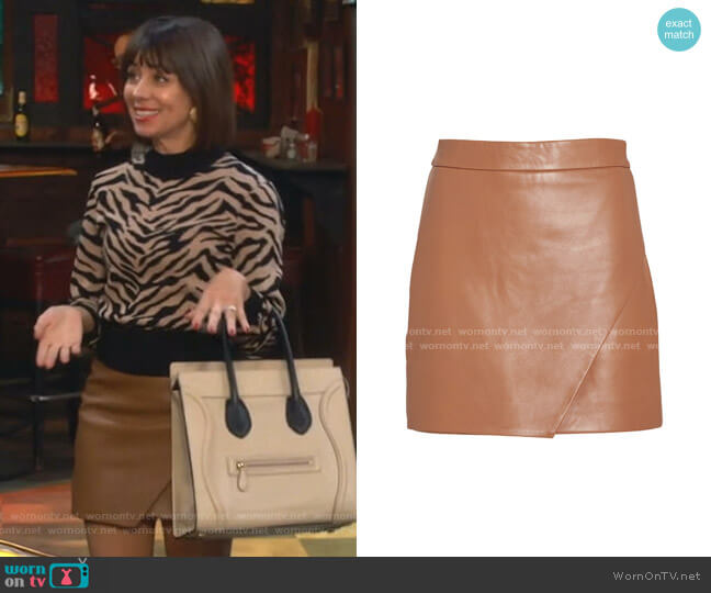 Mason by Michelle Mason Wrap Leather Mini Skirt worn by Elizabeth (Natasha Leggero) on Broke