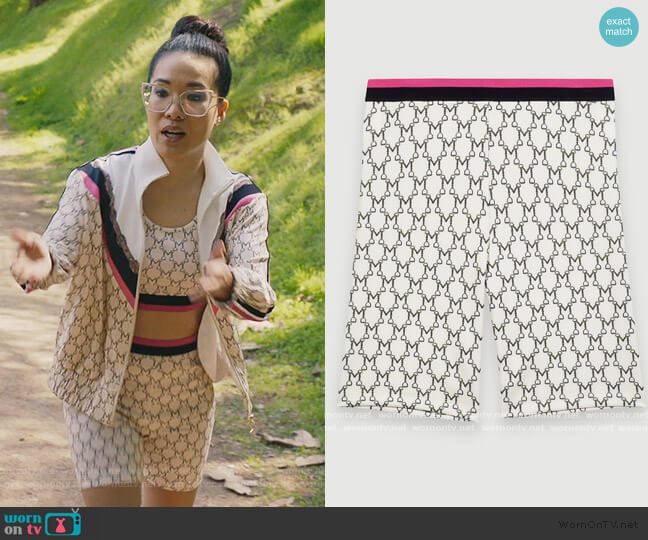 Maje Cycling Shorts in Monogram worn by Doris (Ali Wong) on American Housewife