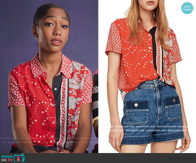 Maje Coeur Bandana-Print Shirt worn by Drea Barris (Iman Benson) on BlackAF