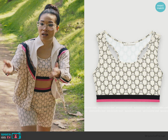Maje Sporty Croptop in Monogram worn by Doris (Ali Wong) on American Housewife