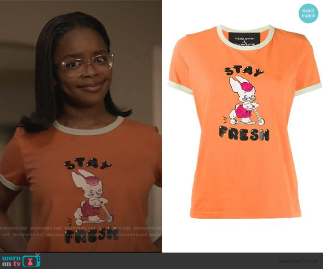 Marc Jacobs x Magda Archer Stay Fresh T-shirt worn by Diane Johnson (Marsai Martin) on Black-ish