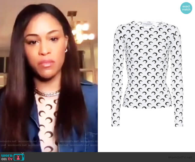 Marine Serre Crescent Moon-print Jersey Top worn by Eve on The Talk
