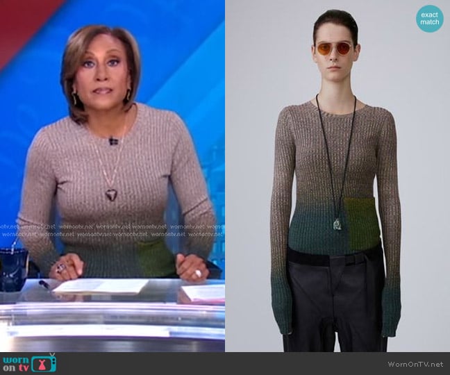 Acne Studios Marled Ombre Patch-Pocket Sweater worn by Robin Roberts on Good Morning America