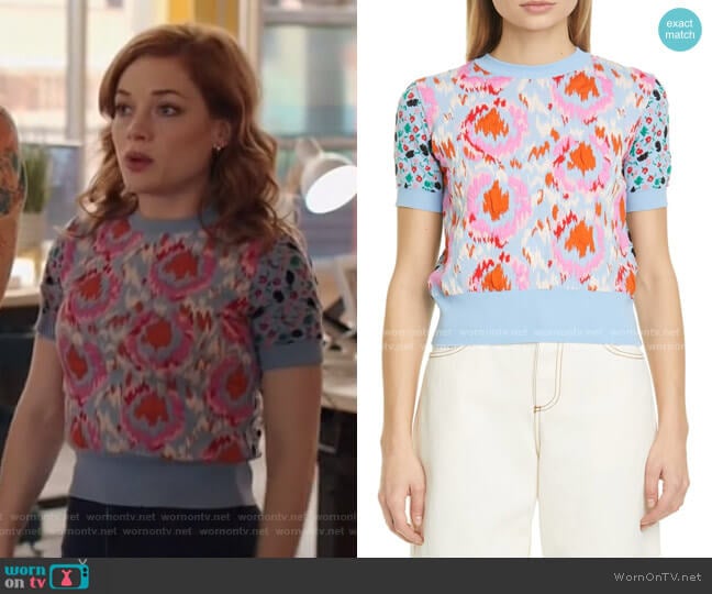 Marni Mixed Jacquard Sweater worn by Zoey Clarke (Jane Levy) on Zoeys Extraordinary Playlist