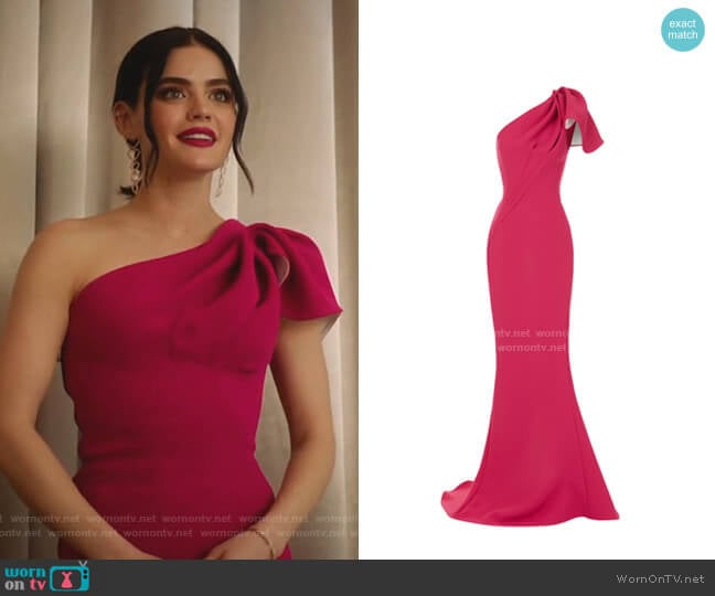 Maticevski Accompany One-Shoulder Cady Gown worn by Katy Keene (Lucy Hale) on Katy Keene