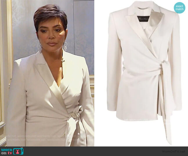 Max Mara Tie Waist Blazer worn by Kris Jenner on Keeping Up with the Kardashians