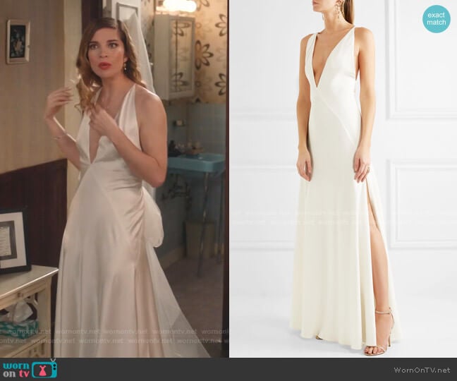 Michael Lo Sordo Alexandra Silk Crepe De Chine Gown worn by Alexis Rose (Annie Murphy) on Schitts Creek
