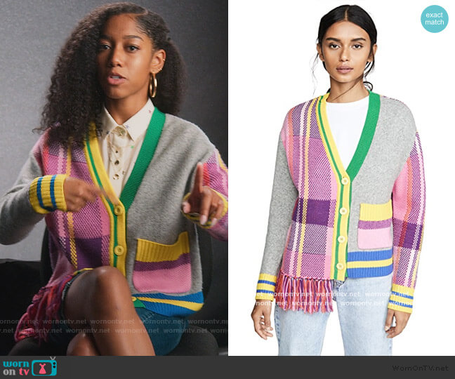 Mira Mikati Plaid Combo Cardigan worn by Drea Barris (Iman Benson) on BlackAF