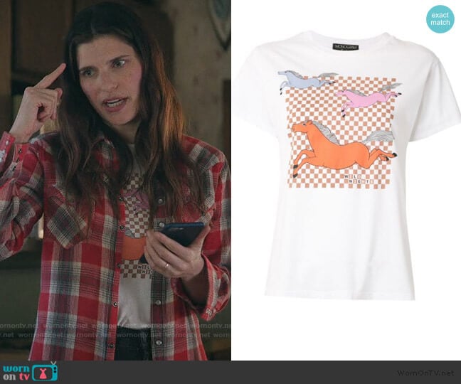 Monogram Horses print T-shirt worn by Rio (Lake Bell) on Bless This Mess