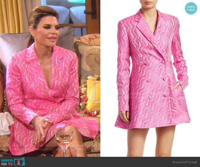 Rotate N.23 Double-Breasted Jacquard Blazer Dress worn by Lisa Rinna on The Real Housewives of Beverly Hills