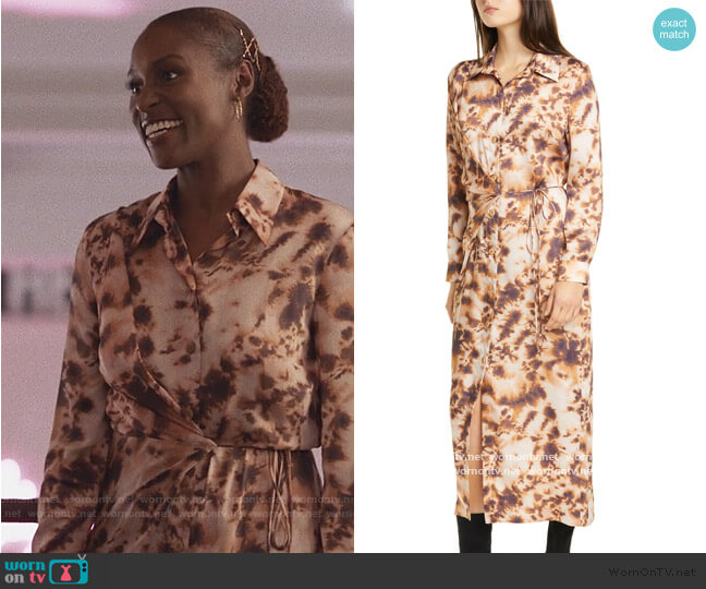 Nanushka Bisso Long Sleeve Maxi Shirtdress worn by Issa Dee (Issa Rae) on Insecure
