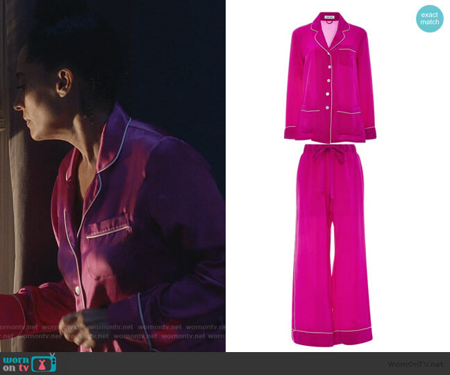 Olivia von Halle Gigi Silk Pajama Set worn by Rainbow Johnson (Tracee Ellis Ross) on Black-ish