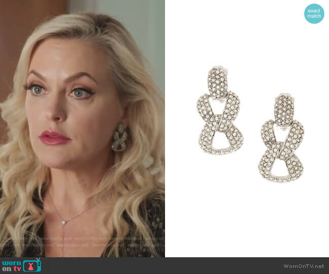Oscar de la Renta Crystal Pavé Chain Link Clip-On Earrings worn by Alexis Carrington (Elaine Hendrix) on Dynasty