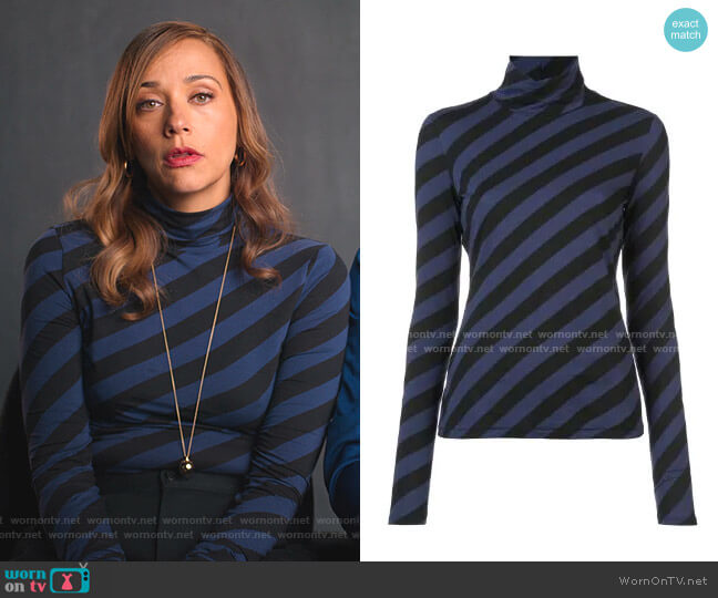 Proenza Schouler PSWL Diagonal Stripe Turtleneck Top worn by Joya Barris (Rashida Jones) on BlackAF