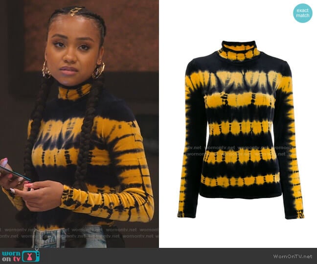 Proenza Schouler Tie-Dye Turtleneck Top worn by Chloe Barris (Genneya Walton) on BlackAF