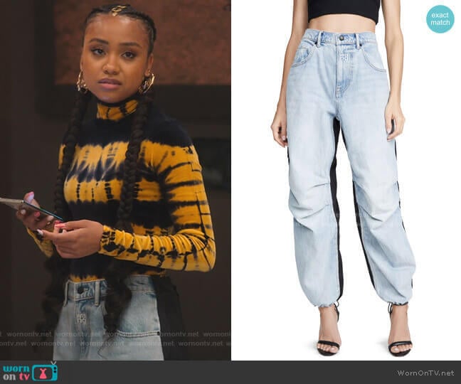 Denim x Alexander Wang Pack Mix Pants worn by Chloe Barris (Genneya Walton) on BlackAF