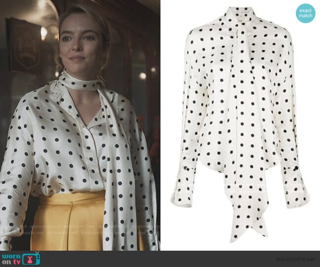 Petar Petrov Polka Dot Beverly Shirt worn by Villanelle (Jodie Comer) on Killing Eve