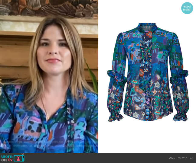 Peter Pilotto Georgette Tie Blouse worn by Jenna Bush Hager on Today