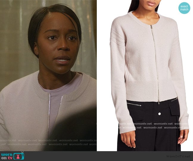 3.1 Phillip Lim Wool & Cashmere Zip Cardigan worn by Michaela Pratt (Aja Naomi King) on How to Get Away with Murder