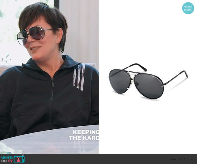 Porsche Design Titanium Interchangeable-Lens Aviator Sunglasses worn by Kris Jenner on Keeping Up with the Kardashians