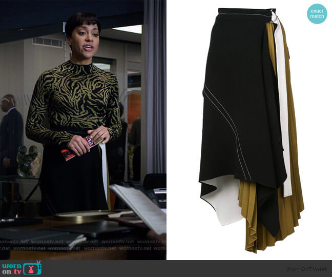 Proenza Schouler Asymmetrical Layered Belted Skirt worn by Lucca Quinn (Cush Jumbo) on The Good Fight