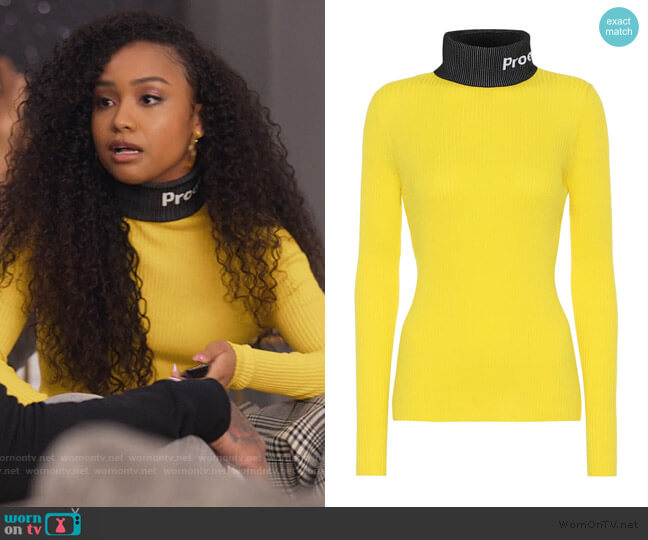 Proenza Schouler PSWL cotton turtleneck sweater worn by Chloe Barris (Genneya Walton) on BlackAF