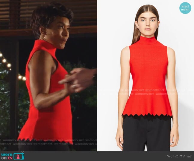 Proenza Schouler Zig Zag Knit Mockneck Top worn by Athena Grant (Angela Bassett) on 9-1-1