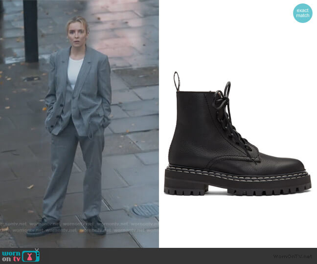 Proenza Schouler Leather Lace-up Boots worn by Villanelle (Jodie Comer) on Killing Eve