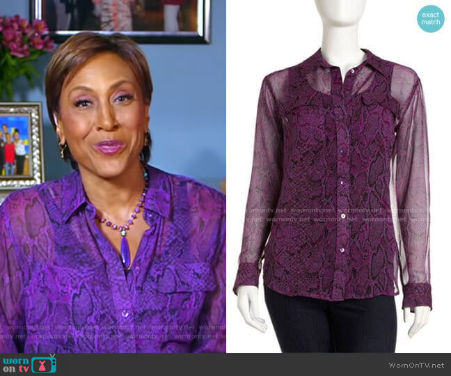 Equipment Python-Print Eyelet Blouse worn by Robin Roberts on Good Morning America