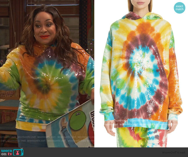R13 Sequin Tie Dye Rainbow Hoodie worn by Raven Baxter (Raven-Symoné) on Ravens Home
