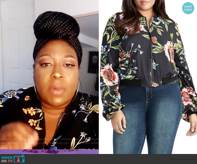 Rachel Rachel Roy Nicole Floral Bomber Jacket worn by Loni Love on The Real