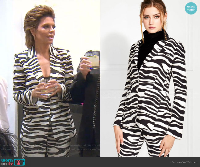 Rachel Zoe Stephani Zebra Printed Blazer worn by Lisa Rinna on The Real Housewives of Beverly Hills