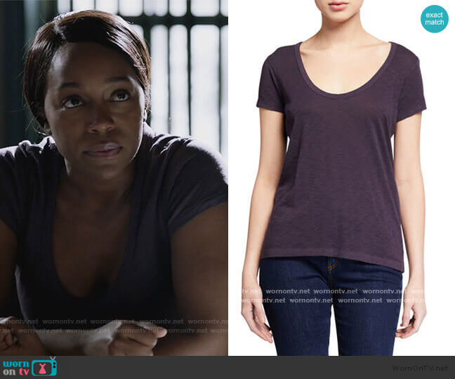 Rag & Bone U-Neck Cotton Tee worn by Michaela Pratt (Aja Naomi King) on How to Get Away with Murder