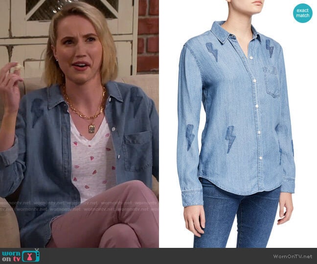 Rails Ingrid Lightning Bolt Button-Down Top worn by Mandy Baxter (Molly McCook) on Last Man Standing
