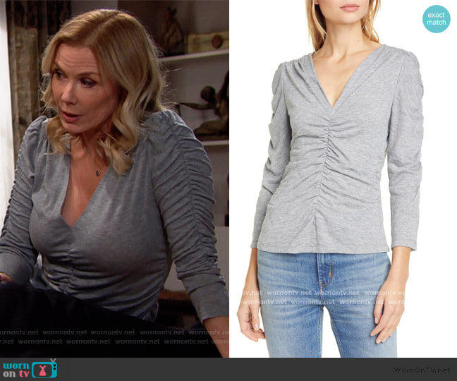 Rebecca Taylor Ruched Jersey Top worn by Brooke Logan (Katherine Kelly Lang) on The Bold and the Beautiful