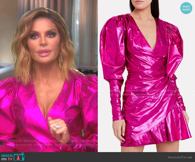 Rotate No. 24 Raspberry Metallic Mini Dress worn by Lisa Rinna on The Real Housewives of Beverly Hills