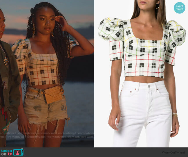 Silvia Tcherassi Brett Check Cropped Top worn by Chloe Barris (Genneya Walton) on BlackAF