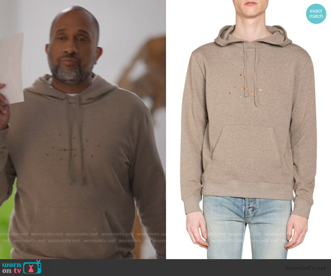 Saint Laurent Stars Logo Pullover Hoodie worn by Kenya Barris (Kenya Barris) on BlackAF