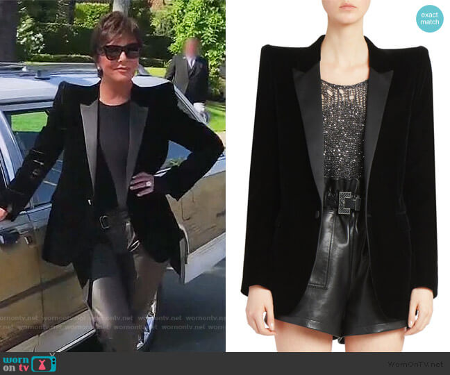 Saint Laurent Velvet Tuxedo Blazer worn by Kris Jenner on Keeping Up with the Kardashians