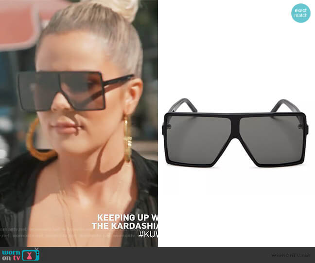 Saint Laurent SL 183 Betty Small Shield Sunglasses worn by Khloe Kardashian on Keeping Up with the Kardashians